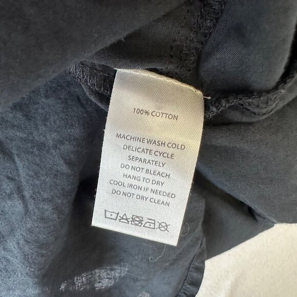 Lilla P Cotton Button Up Shirt Dress Short Sleeve Length Size S Black Pockets - Picture 7 of 10